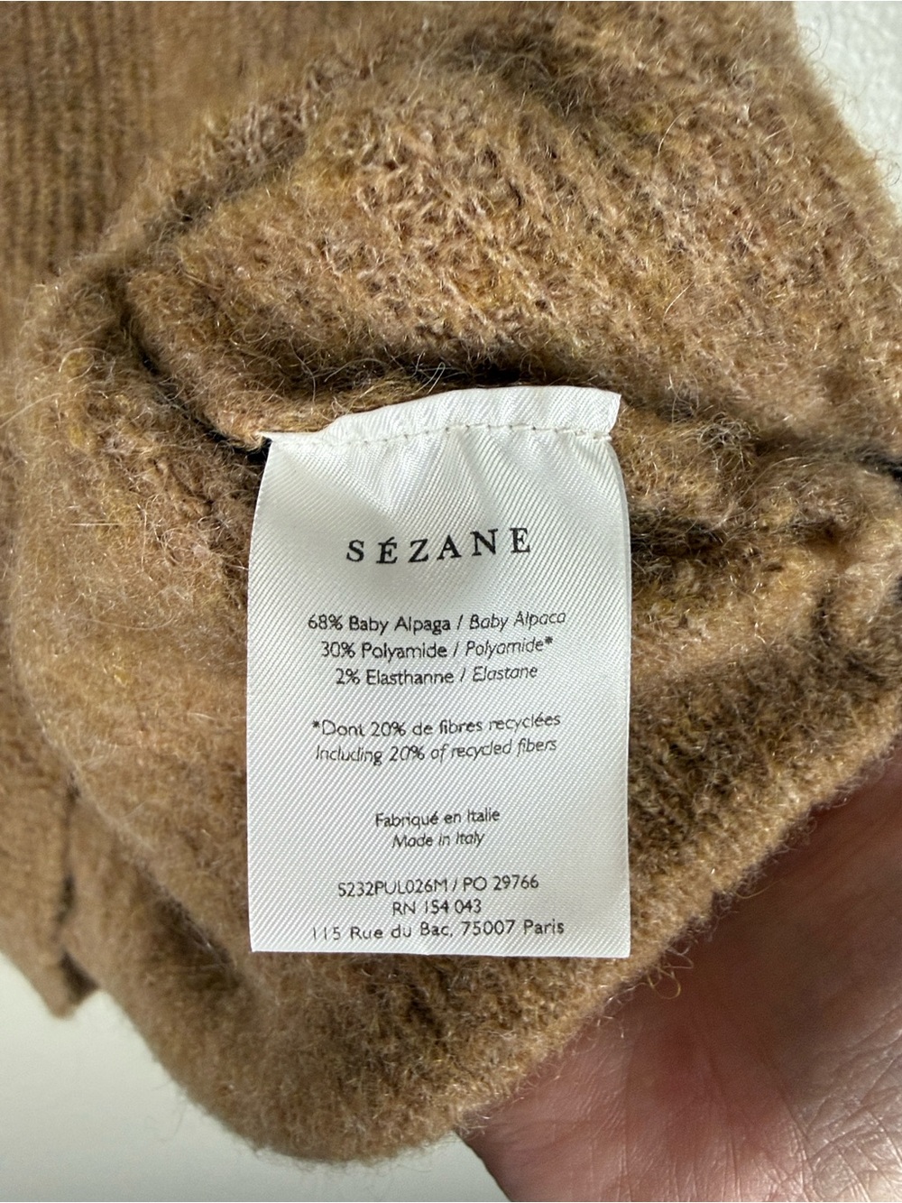 Sezane Otis Jumper in Camel Baby Alpaca Blend Knit Sweater - Picture 6 of 8